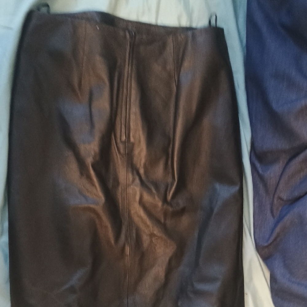 Genuine Black Leather Pencil Skirt
